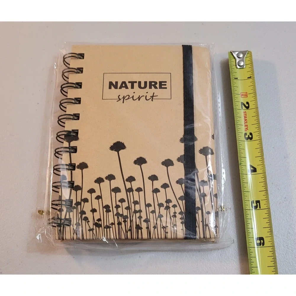 Ale-Hop Nature Spirit Spiral Notebook Tan Kraft Floral Small New Elastic Closure